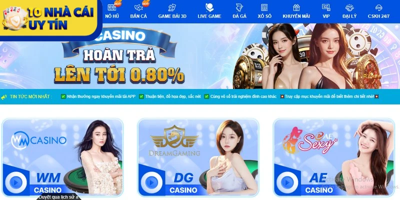 Sảnh casino trực tuyến với nhiều trò chơi hấp dẫn nổi bật